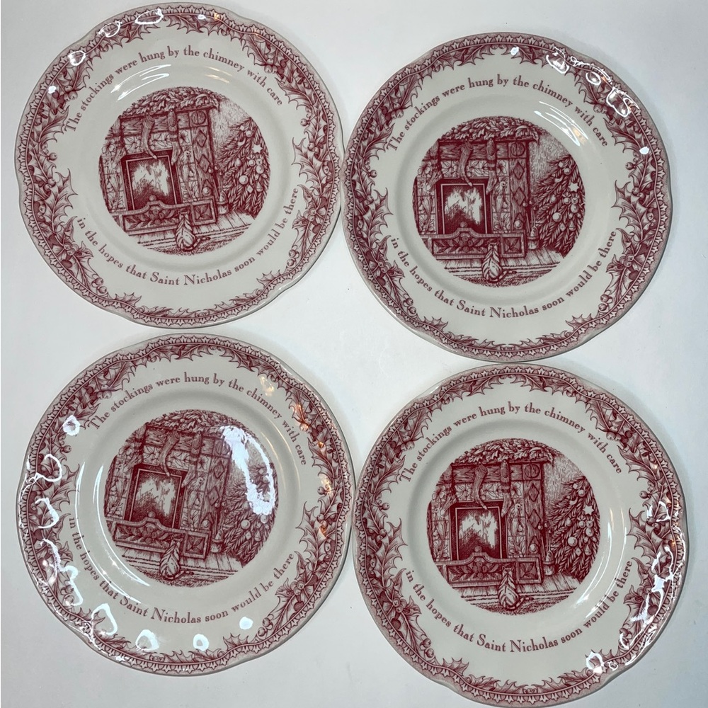 NOBLE EXCELLENCE "TWAS THE NIGHT BEFORE CHRISTMAS" 8" SALAD PLATES SET OF 4